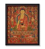 Poster Master Vintage Shakyamuni Buddha Poster - Retro Lord of the Munis Print - Buddhism Art - Tibetan Art - Gift for Men & Women - Decor for Living Room, Bedroom or Office - 8x10 UNFRAMED Wall Art