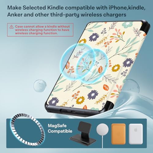 Image of CoBak Lightweight Stand Case for 7 inch Kindle Paperwhite 12th Gen 2024 and Kindle Colorsoft with Right Hand Strap - Compatible with iPhone MagSafe, for Samsung /Belkin /Anker Wireless Charging Pads