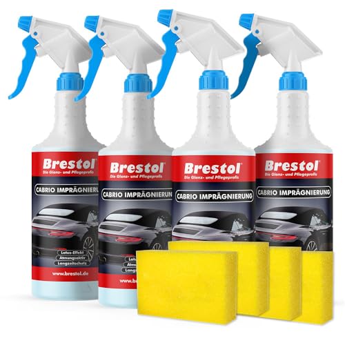 Brestol Imperméabilisant Cabrio 4 x 750 ml + éponge de polissage – Imperméabilisation universelle textile imperméabilisant