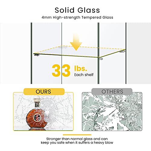 Vivohome 3 Layers 16''W X 16''D X 34''H Glass Display Cabinet Showcase Countertop With Lock, 4Mm Tempered Glass 25Mm Mdf Base #TOP4