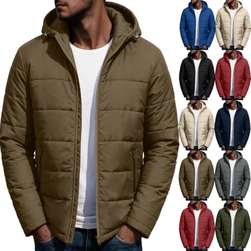 Mens Puffer Jacket with Hood Lightweight Long Sleeve Warm Winter Coats - image 1