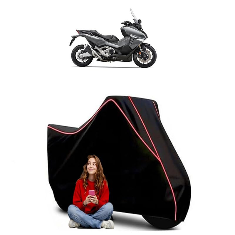 Image of Forza 750 Scooty Bike Cover Water Resistant Outdoor Use Universal Fit Scooters Motorcycles Heavy Duty UV Protection Dust Rain Scratch Resistant Elastic Bottom Black Blue Piping