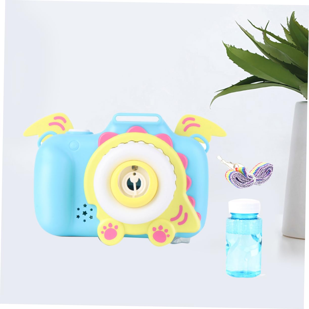 ifundom Máquina Automática de Burbujas para Niños, Soplador con Forma de Dinosaurio y Cámara, con Luz y Sonido, para Exterior y Fiestas, ABS