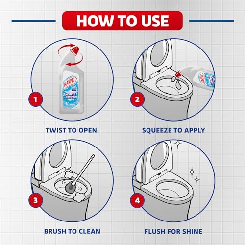 Image of Harpic 1L - Bleach, White and Shine Disinfectant Toilet Cleaner Liquid
