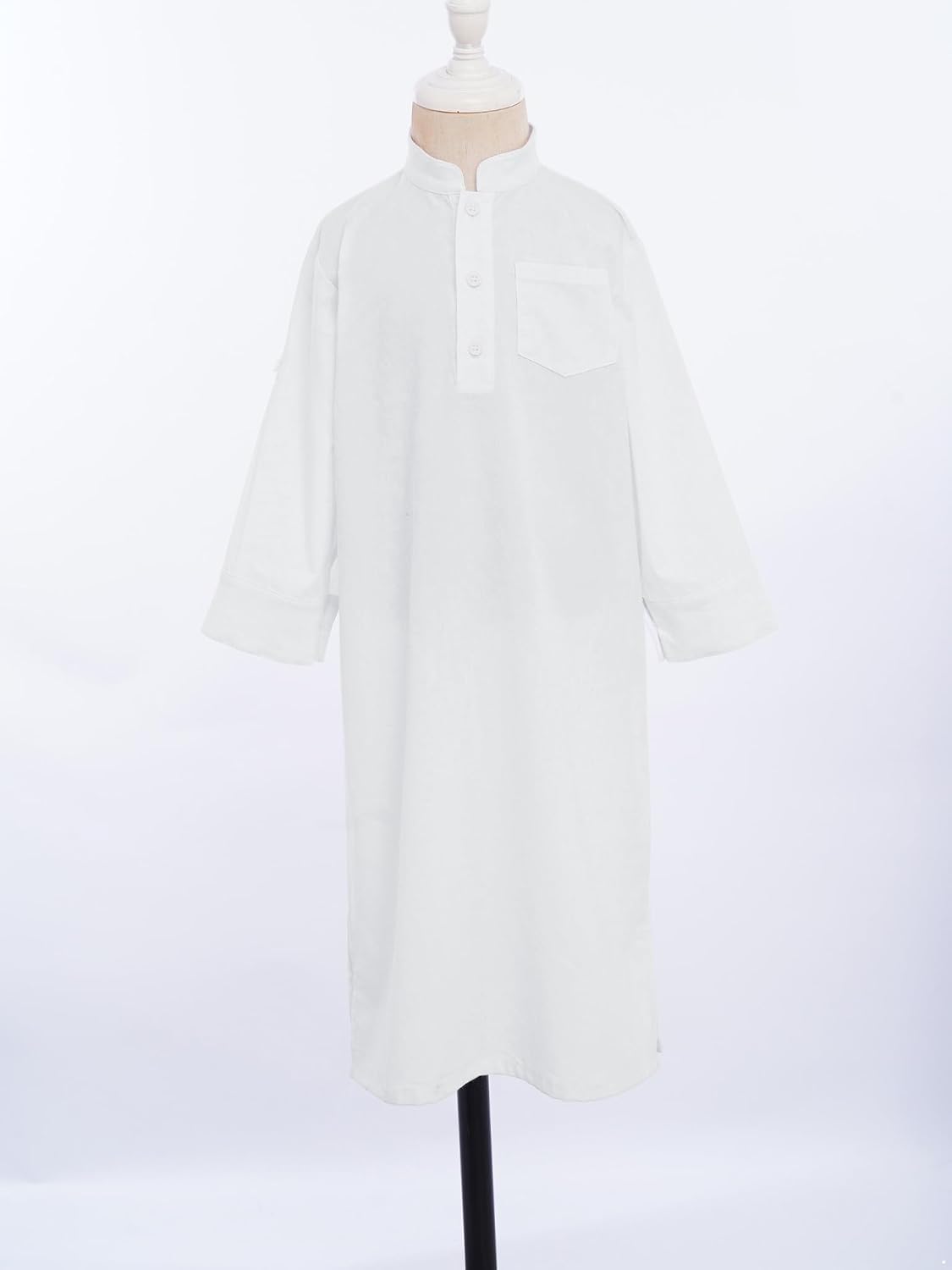 Baby Boys Abaya Muslim Robe Saudi Long Sleeve Side Split Arabic Dubai Eid Ramadan Outfits