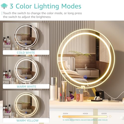 29% Off Lufeiya Makeup Vanity Desk with LED Mirror & Charging - Image 6