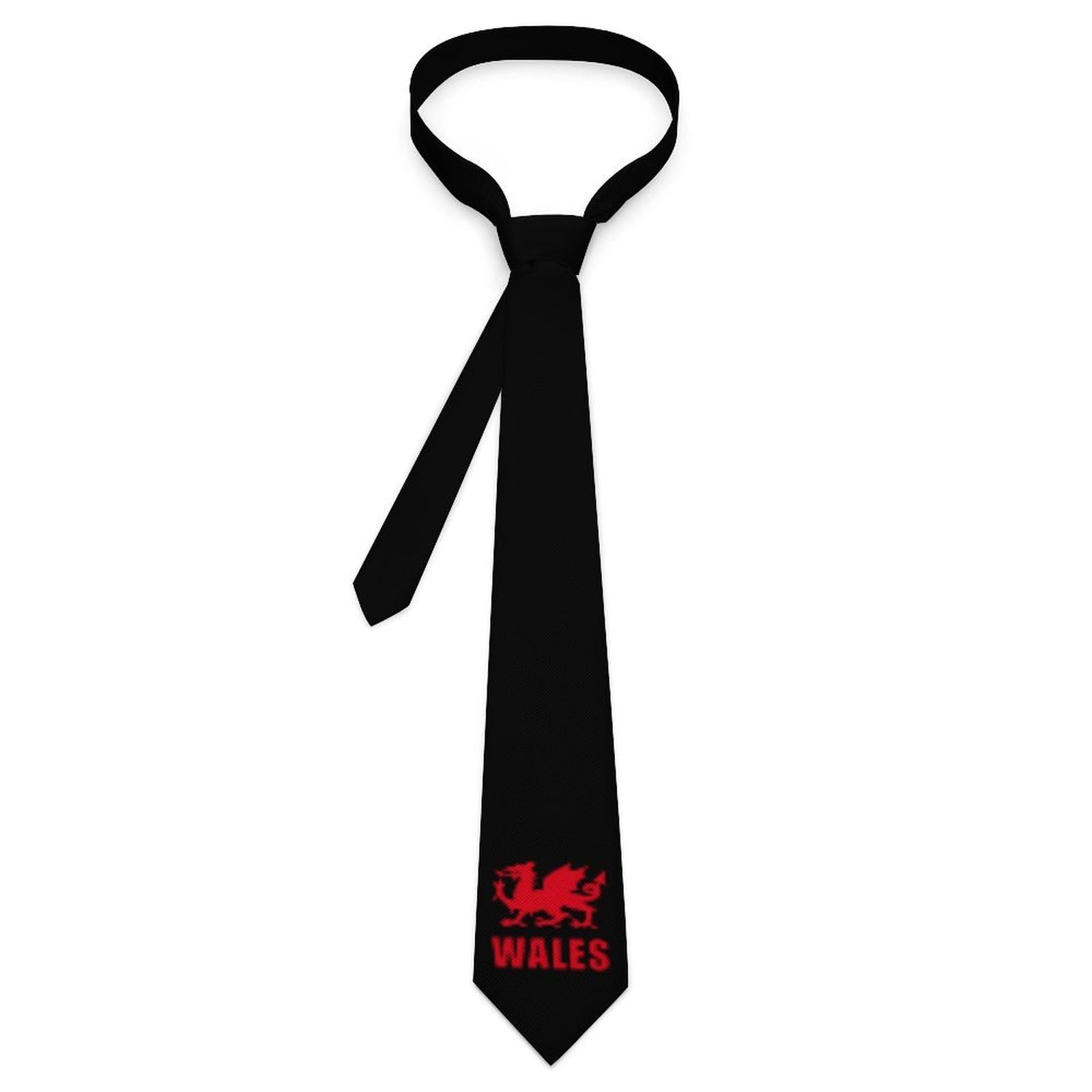 JIUFOTK Wales Welsh Dragon Classic Ties for Men Trendy Graphic Printing Necktie Wedding Business
