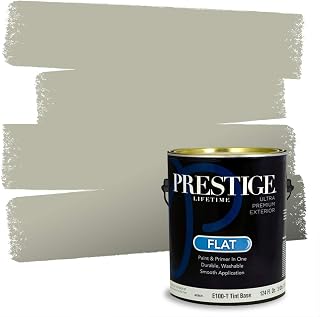PRESTIGE Paints Exterior Paint and Primer In One, 1-Gallon, Flat, Comparable Match of Benjamin Moore* October Mist*