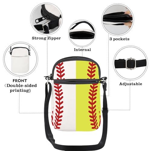 CMNIM Baseball Gifts We’re Just Here for The Baseball Crossbody Purse Bag Baseball Ball Character Shoulder Bag with Strap3