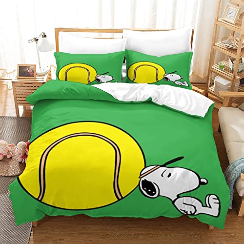 Funda De Edredón 3D Snoopy para Niños Y Niñas, Juego De Funda De Edredón De Dibujos Animados con Funda De Almohada, Funda De Edredón, Juego De Cama Suave De 3 Uds para Dormitorio King (220X240CM)