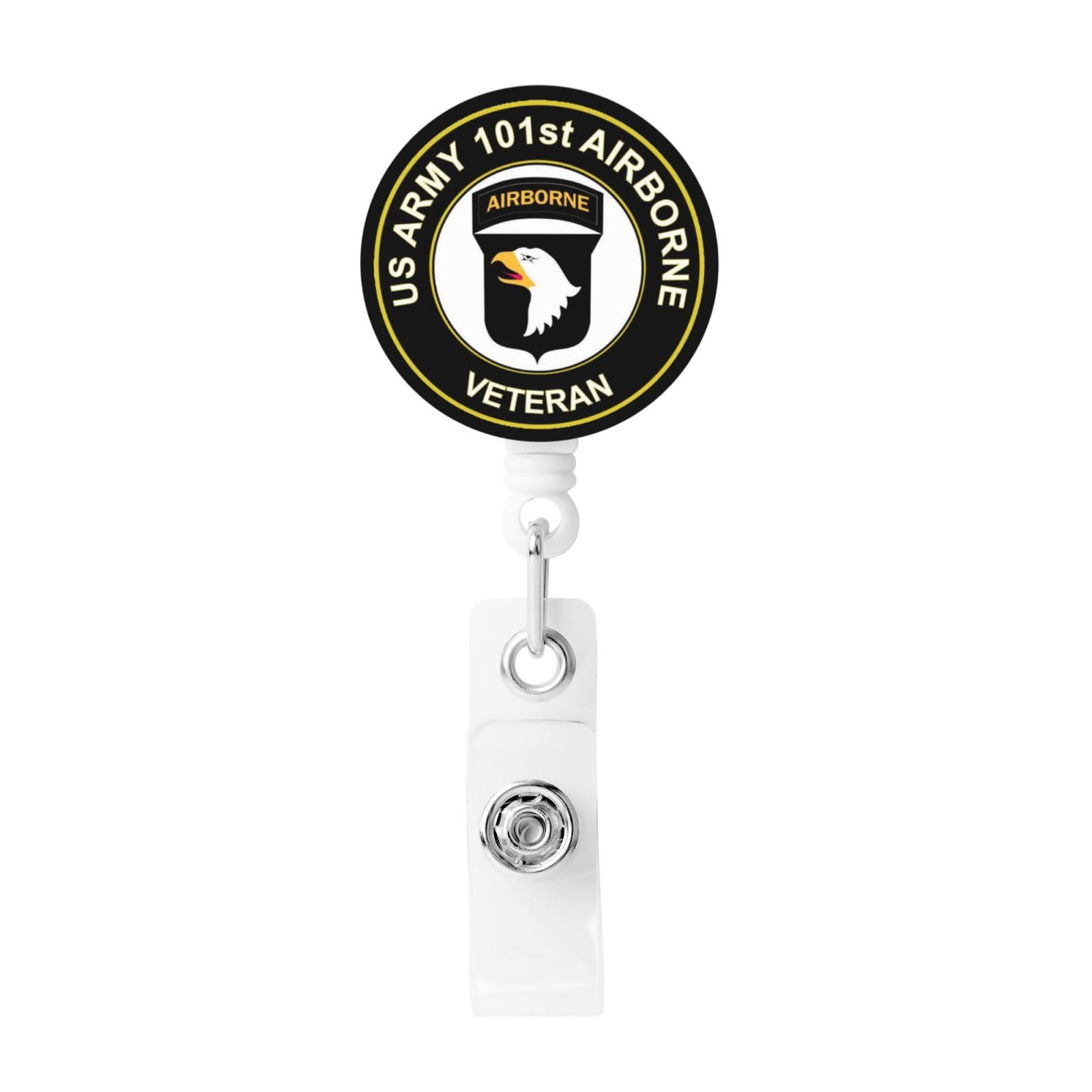 US Army 101st Airborne Division Veteran Retractable ID Card Holder with Badge Reel for Name Tags, Ideal for Nurses, Doctors, and Office Employees