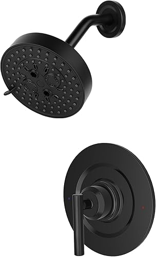 T2902BL - Kit de molduras de ducha compatible con moen T2902EPBL, cabezal de ducha negro mate y mango de palanca de ducha, fácil de instalar, sin