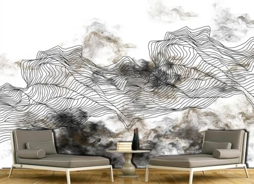 Papier peint géométrique 3D salon tapisserie murale lignes d'eau - 5