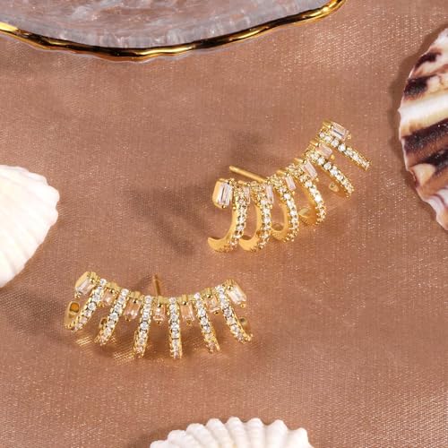 LOMISS BRINCO CURVO FOLHEADO A OURO 18K ZIRCÔNIA CRAVEJADA (Dourado)