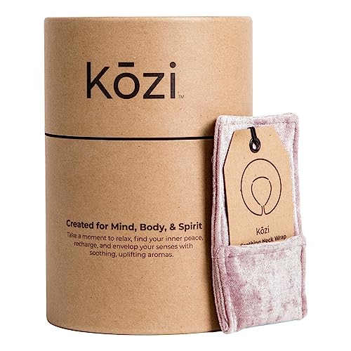 Kozi Weighted Neck Wrap - Microwavable Hot & Cold Therapy Pillow for Neck Pain, Migraine, and Muscle Stiffness Relief - Herbal Aromatherapy Heating Pad - Jute Fabric