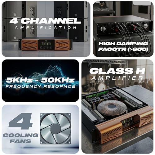 Image of Digimore 4-Channel Class-H Power Amplifier | 500Wx4 @ 8Ω, 800Wx4 @ 4Ω | 900Wx2 @ 8Ω & 1600Wx2 @ 4Ω Bridge | Damping >600 | 4-Large Cooling Fans | 3-Year Warranty | DJ & Live (D-32A)