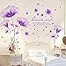 SWORNA Nature Series 3D Romantic Purple Flowers Removable Vinyl DIY Mural Wall Decor Decals for Living Room/Bedroom/Hallway/Sitting Room/Playroom/Kindergarten/Kids Nursery 46” H X 79” W, X-Large