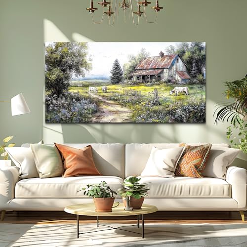 PHAOHUAXM Large Canvas Wall Art For Living Room Wall Decor For Bedroom Office Mural Field Printing Pictures Artwork Flower Scenery Watercolour Wall Paintings Room Home Decor Ready to Hang 30x60 In