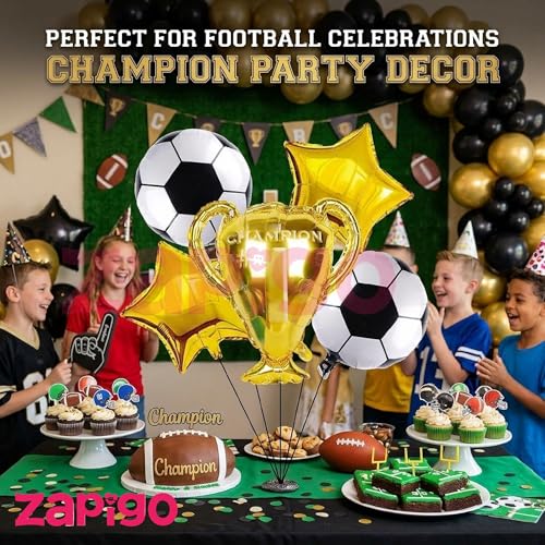 Image of Balloonistics Football Worl Cup Theme Birthday Balloon Bouquet | Football Birthday Party Decoration | Soccer Sports Birthday Balloon Set | Pack of 5