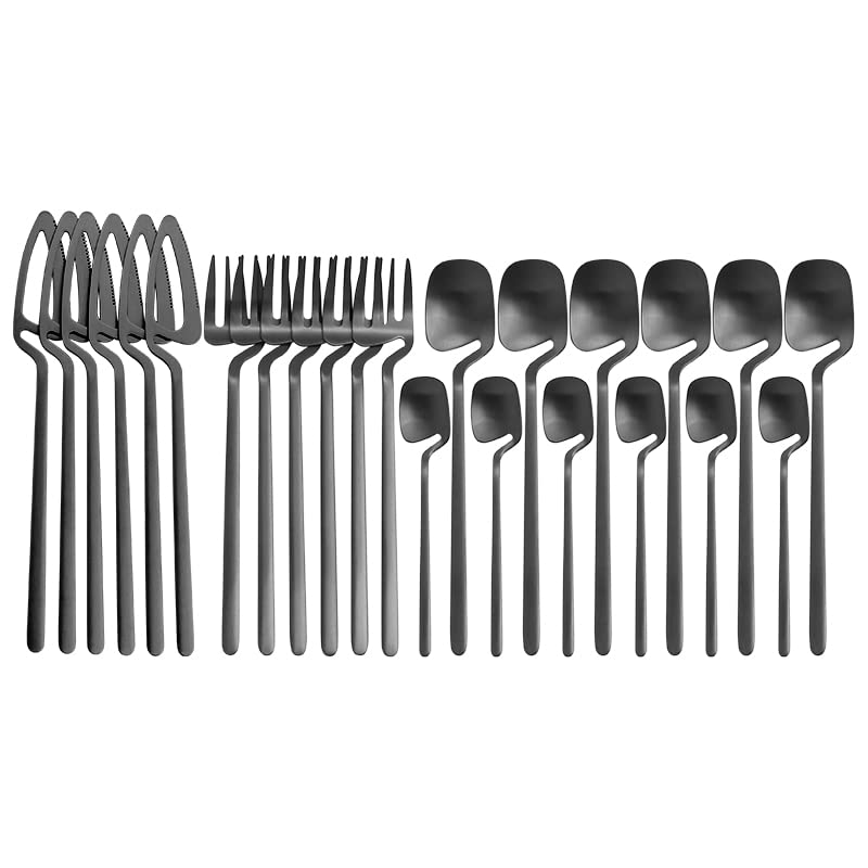 Service de table complet 24 pièces avec couteau fourchette cuillère en acier argenté