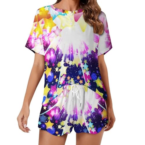 Ensemble de pyjama pour femme étoiles colorées douceur et légèreté estivale