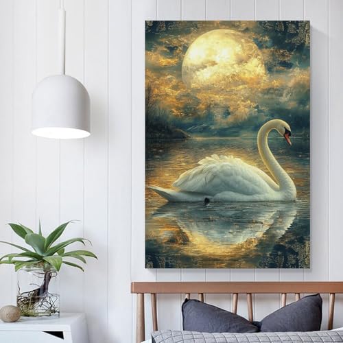Cuadros modernos de cisne en lienzo resistente de 50x75cm para pasillo 5