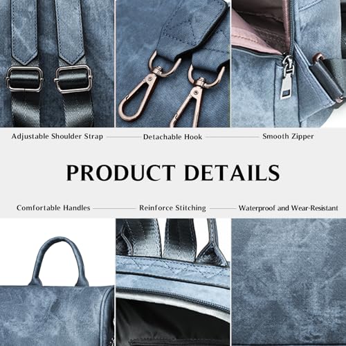 Image of Woman Backpack Purse Waterproof Lightweight PU Leather Backpack, Multipurpose Travel Shoulder Bag Handbag