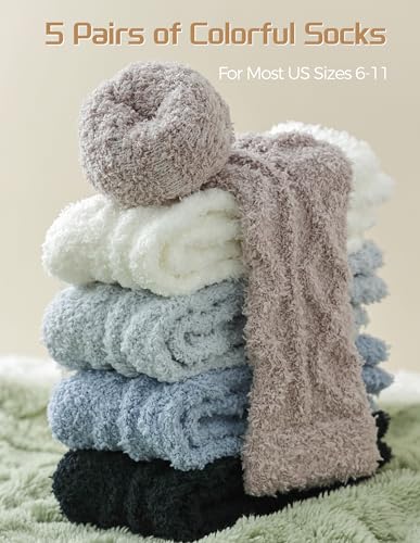 Image of TEHOOK Warm & Cozy Gifts for Women, Fluffy Fuzzy Plush Sleeping Slipper Socks - Soft Warm Fabric