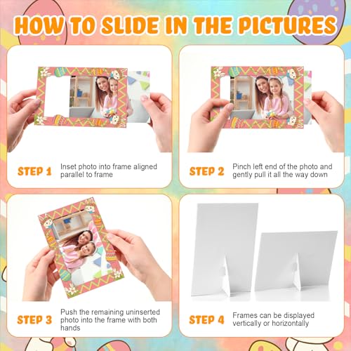 Image of AmazingSpark 50 Pack Easter Picture Frame 4 x 6 Paper Photo Ornament Bulk Bunny Egg Cardboard Photo Gifts for Easter Tabletop Spring Party Decor Seasonal Holiday Gift Boxes