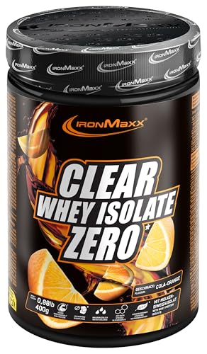 IronMaxx Clear Whey Isolate Zero - Cola Orange 400g Dose | Klares Molkenprotein-Isolat ohne Zucker | Laktosefreies Clear Protein | Protein Limonade mit fruchtig-erfrischendem Geschmack