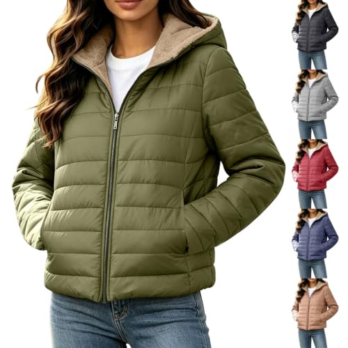 Puffer Coats for Women Short Quilted Warm Jackets Sherpa Lined Outerwear - image 1