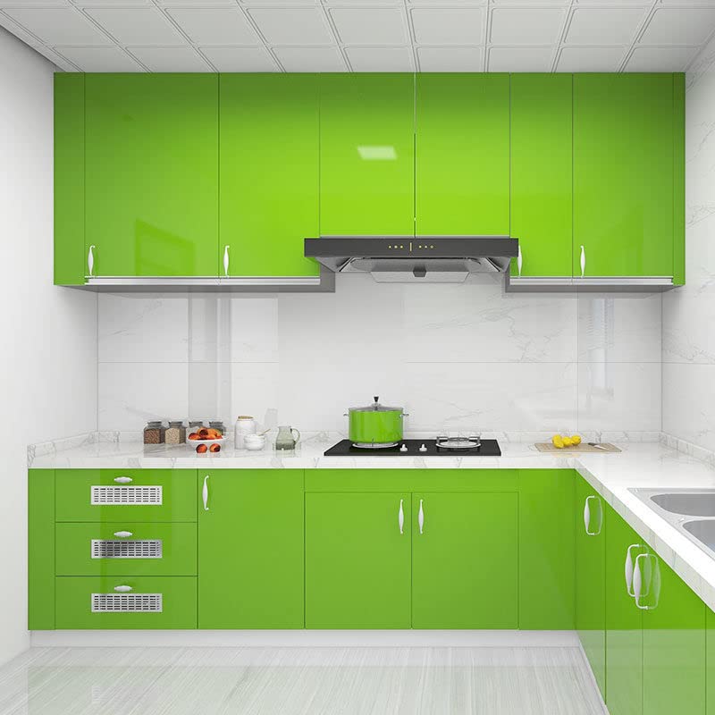 Image of Vinyl Contact Paper Decorative for Cabinets Countertops Kitchen Shelves Liner Self Adhesive Film Peel and Stick Waterproof Removable Wallpaper (Inches 24 x 300, Glossy Green)