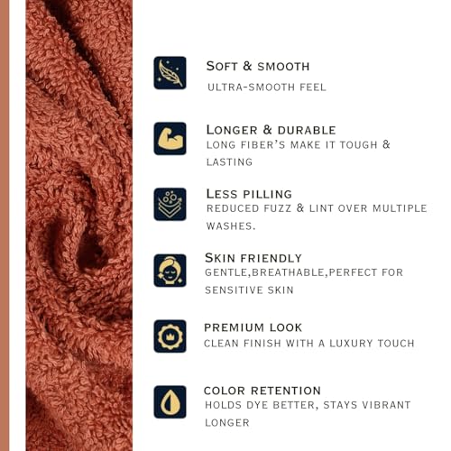 Image of Arvind 100% Cotton Towels for Bath | Towels for Bath Large Size | 500 GSM Bath Towel - Soft & Absorbent | 2 Piece Bath Towel for Men /Women | Urban Comfort | 70 cm x 140 cm - Rust