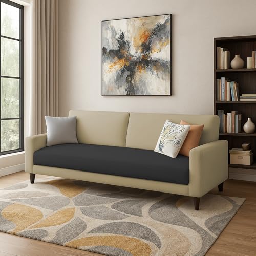 Image of Kathleen 3 Seater Sofa Set for Living Room - Foldable Convertible Couch Furniture for Home, Office or Guest Use, Modern Designer Stylish Comfortable (Cream Black)