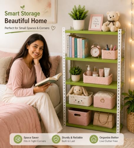 Image of Perfect Rack 4 Shelf Multipurpose Steel Storage Rack for Home, Kitchen, Bedroom, Office & Store | Heavy Duty Metal Shelving Unit | 36 Inch Height x 24 Inch Length x 12 Inch Widthcover (pista white)
