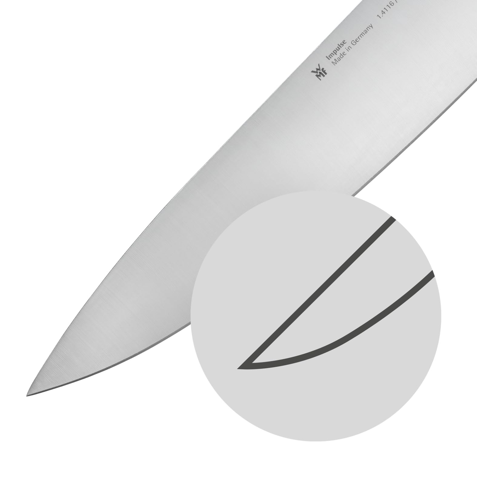 WMF Impulse Messerblock mit Messerset 7teilig, Made in Germany, 4 Messer, Küchenschere, Wetzstahl, Gummibaumholz, platzsparende Aufbewahrung, exzellente Schärfe, perfekte Ergonomie