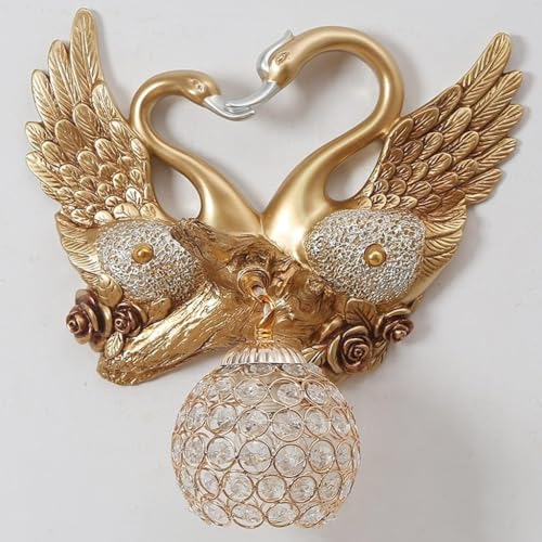 Applique murale cristal de luxe dorée pour chambre et mur de fond