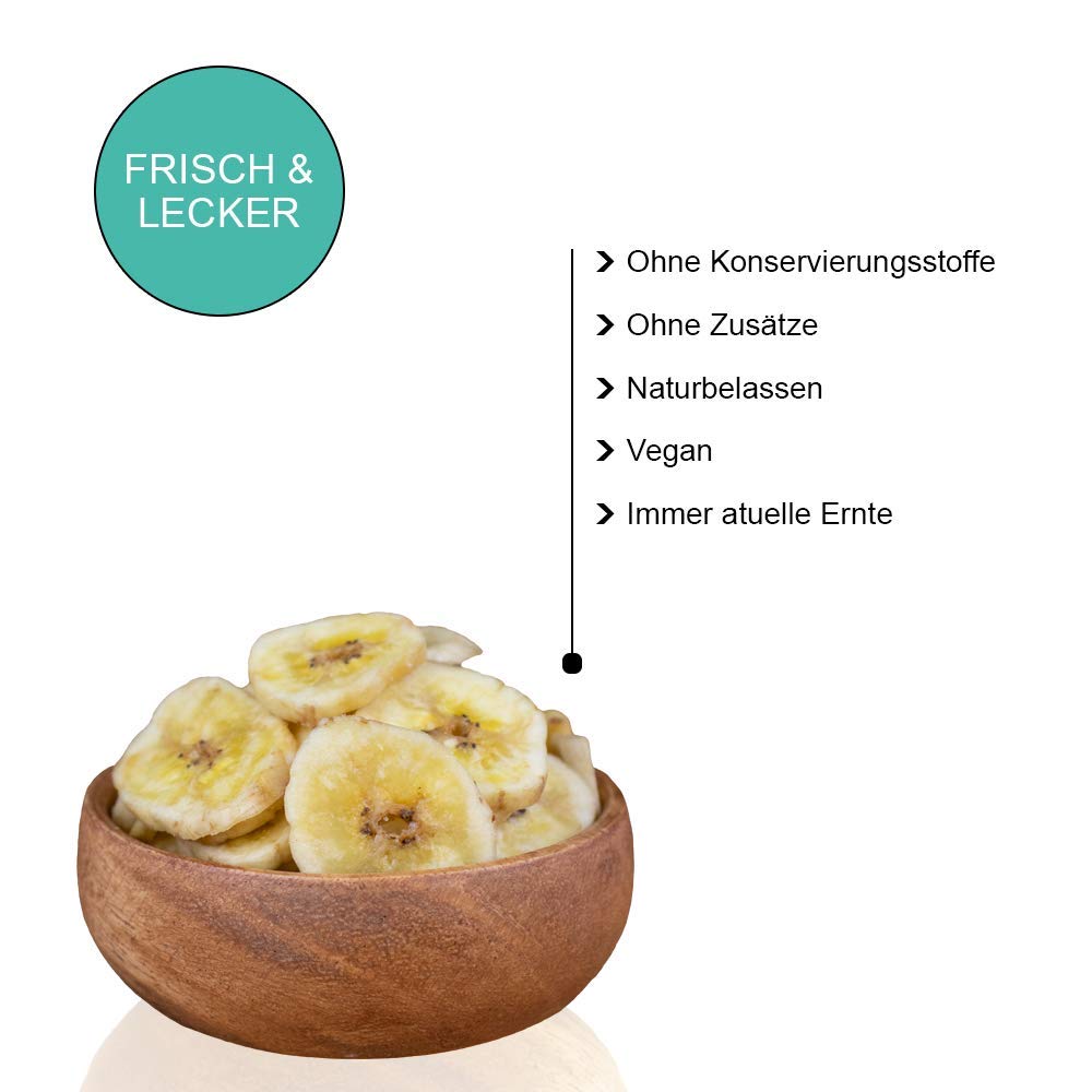 Bananenchips mit Kokosnussöl frittiert getrocknet naturbelassen ohne Zucker ungeschwefelt ungesüßt vegan wiederverschließbare Verpackung 1kg - 5kg (5kg)