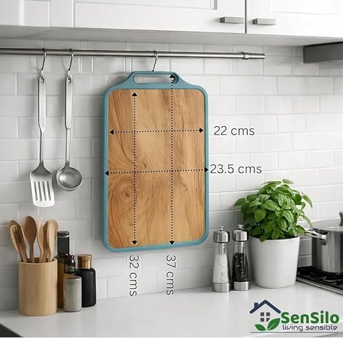 Image of Sensilo 2 in 1 SteelWood Chopping Cutting Board, One Side Steel One Side Teak Wood, for Vegetable,Fruit,Bread & Durable Safe & Heavy Duty, (36 x 24 cm, Steel Wood)