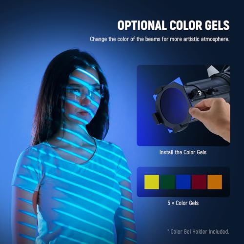 Image of NEEWER Spotlight Snoot with 20 Projection Lens, Adjustable Focus, 16 Metal Gobos 5 Color Gels, Bag, Conical Snoot for Bowens Mount LED Continuous Output Lighting Studio Video Light Up to 300W, LS-39