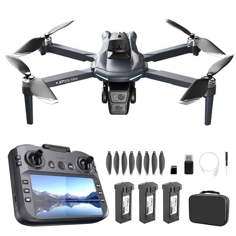 XT606 GPS Drone with Camera for Adults 4K EIS, Drone with 4.3' HD Screen