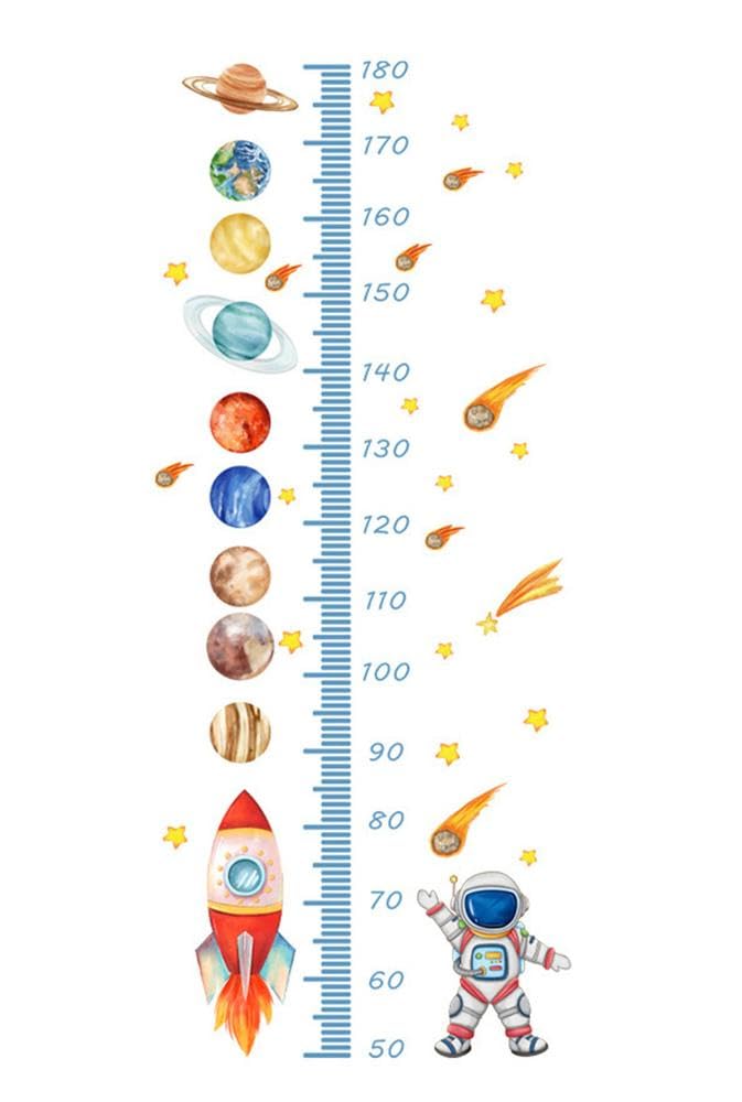 Codulu Astronaut Planet Rocket Universe Height Chart Wall Stickers