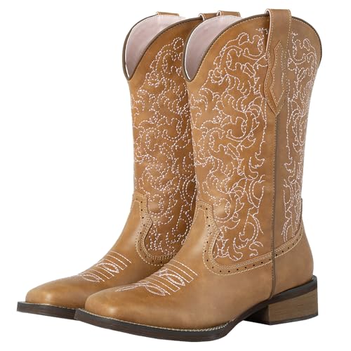 Image of SheSole 2 Pairs of Brown Western Cowboy Boots US Size 7