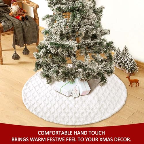 image for Hommtina Christmas Tree Skirt 48 Inches White Tree Skirt,Christmas Tre