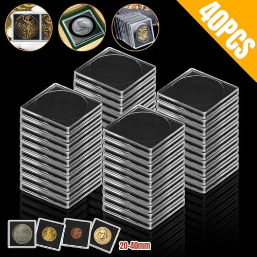 40 Cápsulas Porta Monedas 40mm Caja para Colección miniatura 5