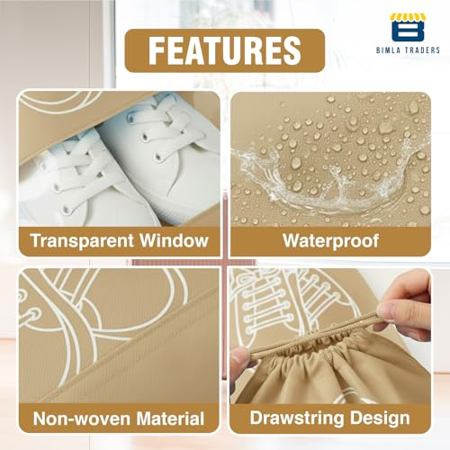 Image of Btag Shoe Bag for Travel & Storage | Water-Resistant Shoe Organizer for Men & Women | Portable, Foldable Shoe Cover for Luggage & Closet | Travel Accessories for Footwear Protection (Khakhi,Pack of 9)