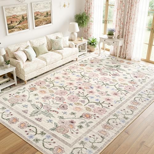 Tapete decorativo floral lavable 5x7 suave y antideslizante miniatura 2