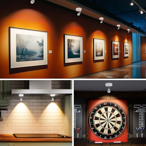 Image of 4 Pack Wireless Spot Lights Indoor, Battery Operated Uplighting, Mini Spotlight with Remote 3CCT Tree Lights Indoor, Accent Wall Lights for Display Plant Picture Dartboard