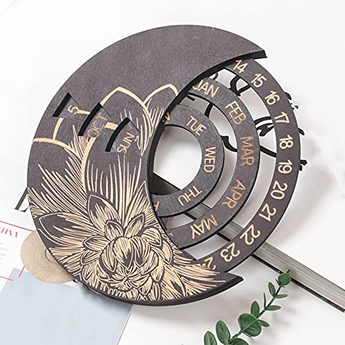 NXACETN Educatieve handige eeuwigdurende kalender satijnhout vintage uitziende hangende kalender woondecoratie… - Image 5