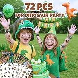 Cherisnowy 72 PCS Dinosaur 3D Party Favors - 48 Temporary Pre-Cut Tattoos & 24 Slap Bracelets - Party Favors for Boys & Girls, Birthday Goodie Bag Fillers, Baby Shower Gifts, Classroom Rewards